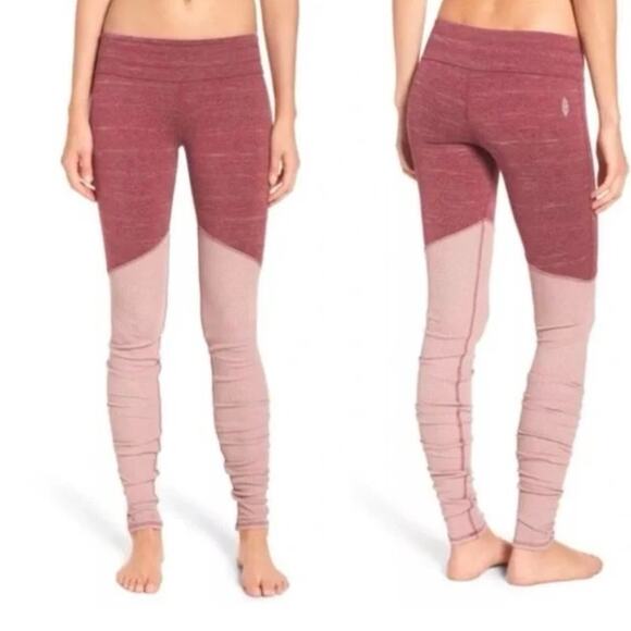 FP‎ Movement Heathered Wine Ribbed Pink Colorblock Evolution Leggings Sz Medium - Picture 2 of 10